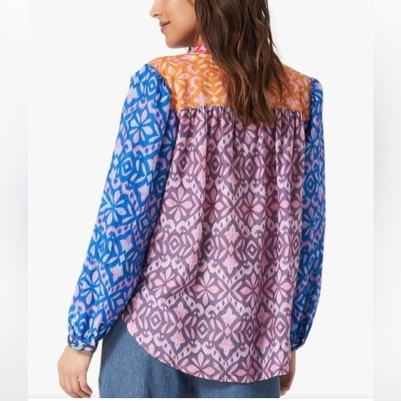 NWOT XiRENA Fiesta Huntley Crew Neck Long Sleeve Blouse Cotton Silk Boho Medium - Picture 3 of 13